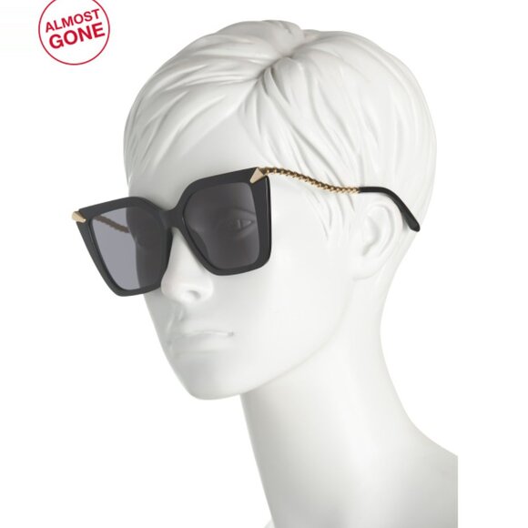 BVLGARI Shiny Black 55mm Cat Eye Sunglasses - Picture 2 of 2